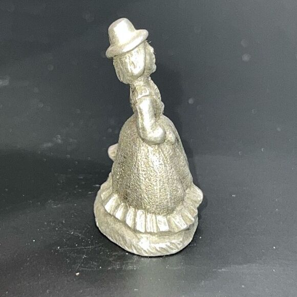 Vintage Mini Pewter? Metal Lady With Duck Silver Tone Collectable Dollhouse - Picture 4 of 7